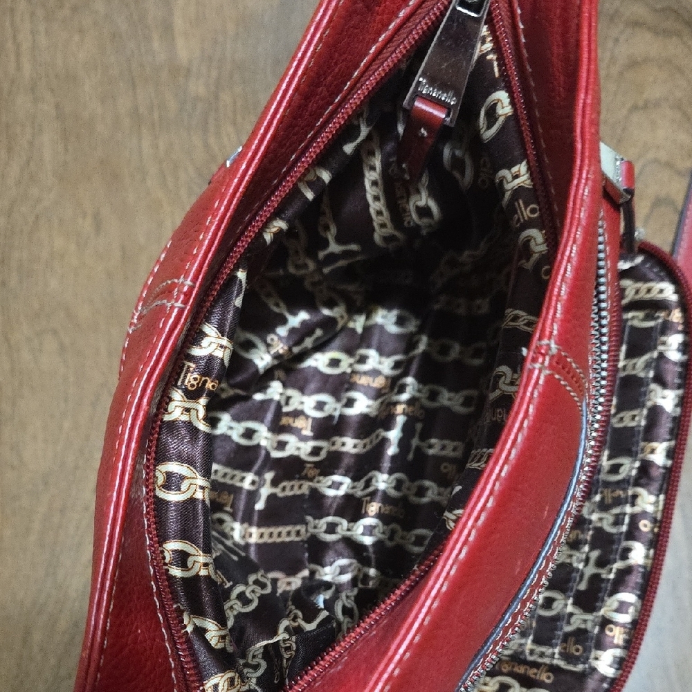 Tignanello Chic Red Leather Crossbody Bag‎ Lightweight Casual Small Bag - Picture 12 of 16